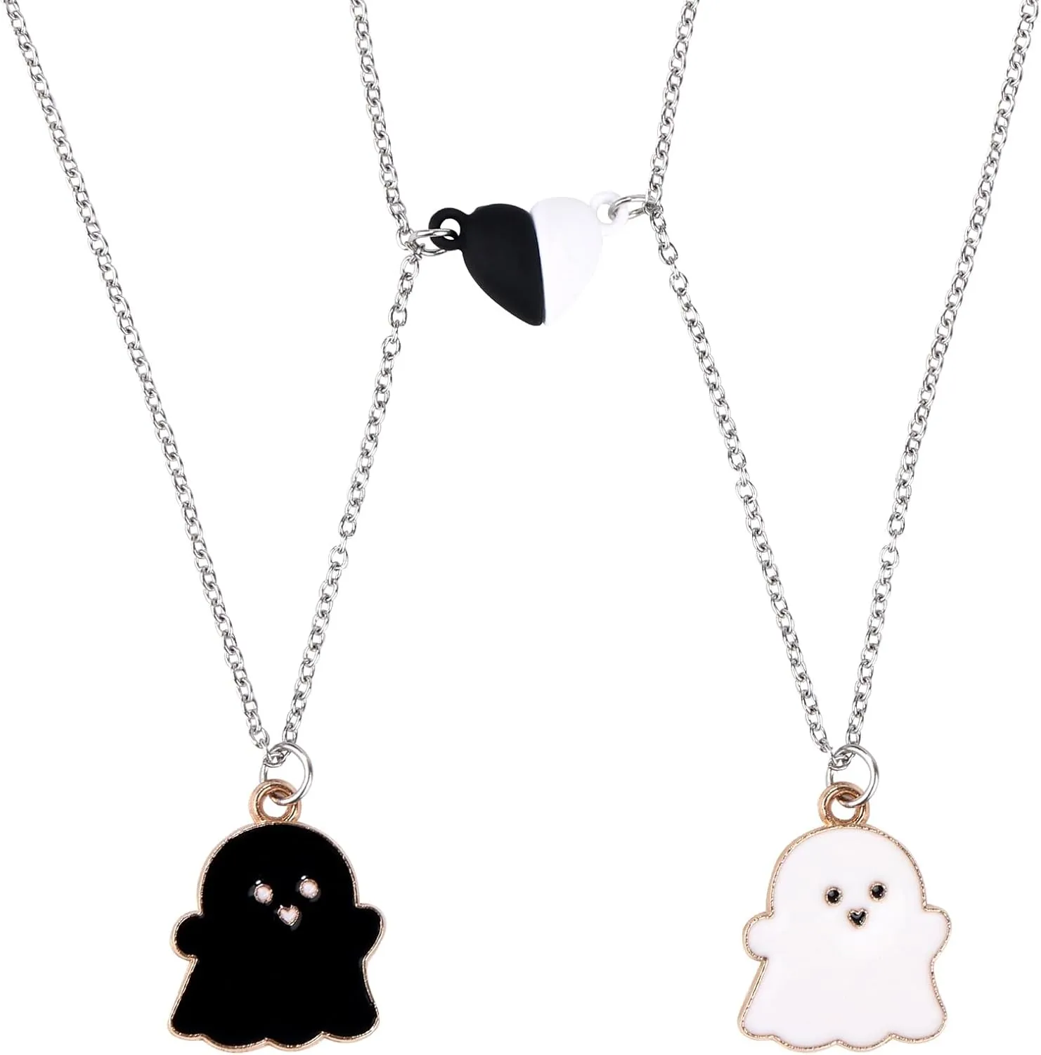 2pcs Friendship Necklaces for 2, Mutual Attract Magnetic Matching Couples Pendant Necklace Set Forever Friends Jewelry Gifts for Women Men Anniversary Birthday