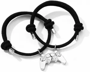 2Pcs Game Controller Bracelets for Women Men Fashion Red And Black Matching Adjustable Rope Couples Bracelets Console Handle Pendant for Couple Best Friends Punk Vintage Bracelets Friendship Gift Jewelry