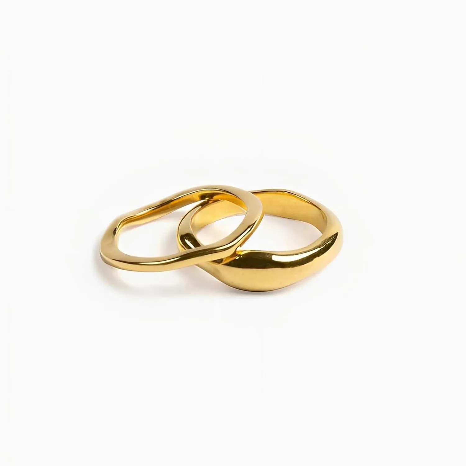 2PCS Gold Rings for Women 14k Gold Plated Stackable Thin Rings for Women Rings Non Tarnish Rings Aesthetic Jewelry Size for 6-10