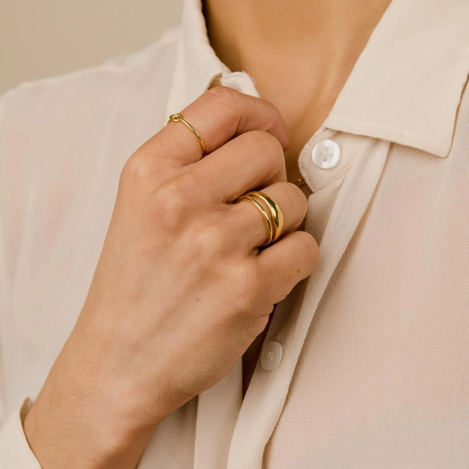 2PCS Gold Rings for Women 14k Gold Plated Stackable Thin Rings for Women Rings Non Tarnish Rings Aesthetic Jewelry Size for 6-10