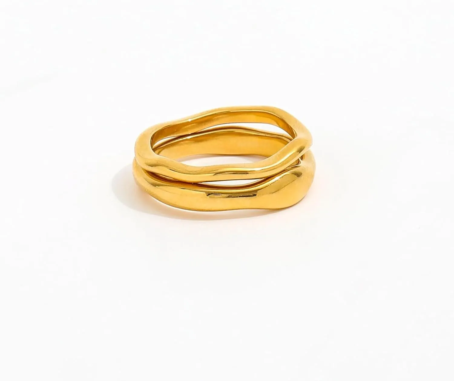 2PCS Gold Rings for Women 14k Gold Plated Stackable Thin Rings for Women Rings Non Tarnish Rings Aesthetic Jewelry Size for 6-10