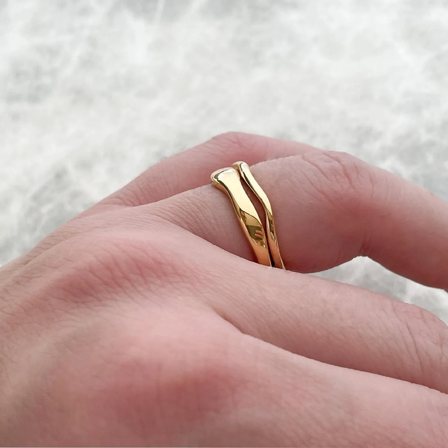 2PCS Gold Rings for Women 14k Gold Plated Stackable Thin Rings for Women Rings Non Tarnish Rings Aesthetic Jewelry Size for 6-10