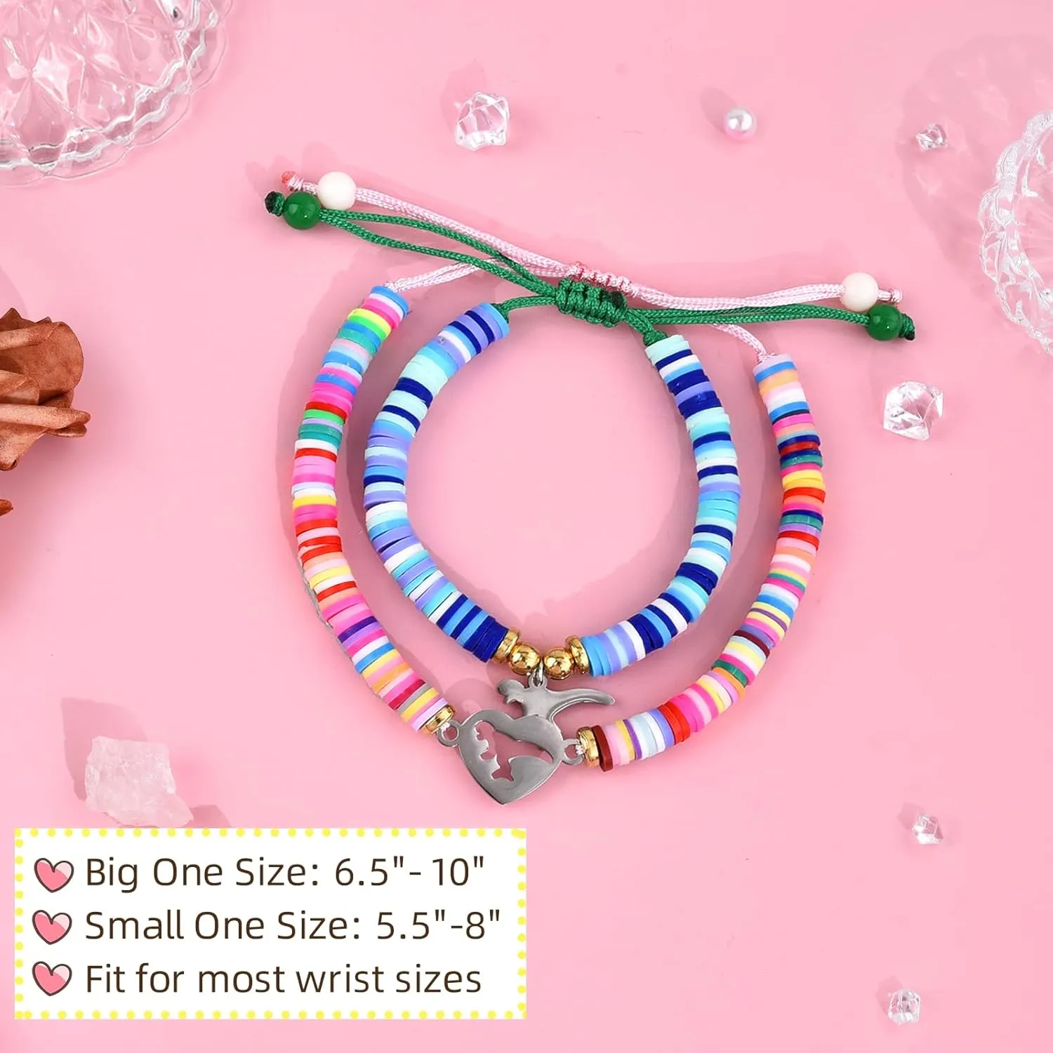 2PCS Mother Daughter/Son Bracelet Graduation Gifts First Communion Gift Mommy and Me Bracelets Big Sister Baptism Birthday Matching Wish Bracelets Set for Mom Daughters Sons Sisters