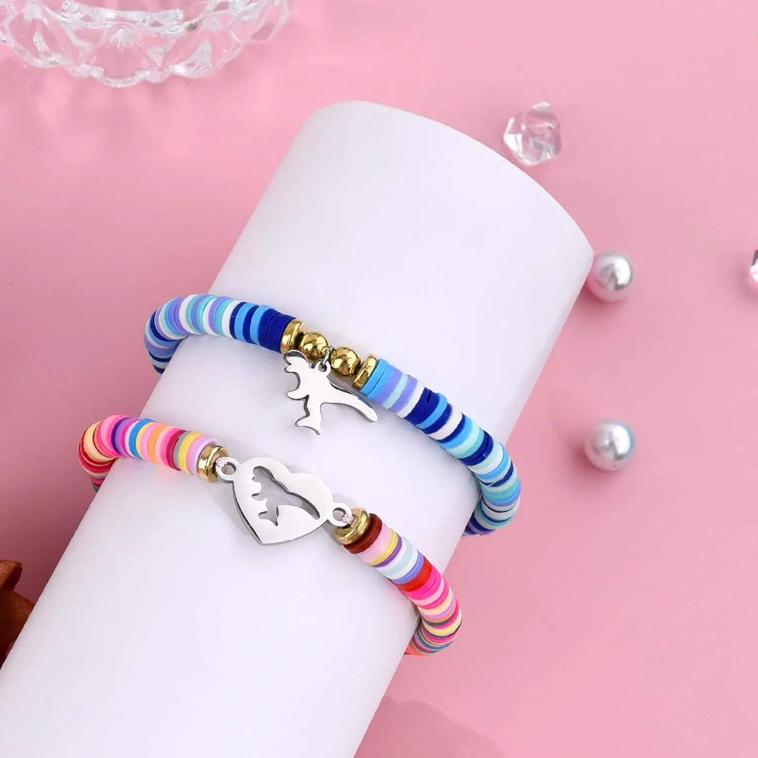 2PCS Mother Daughter/Son Bracelet Graduation Gifts First Communion Gift Mommy and Me Bracelets Big Sister Baptism Birthday Matching Wish Bracelets Set for Mom Daughters Sons Sisters