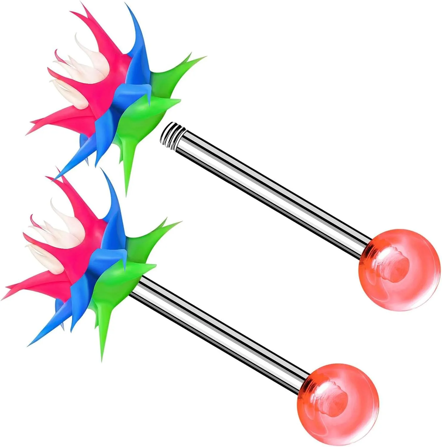 2PCS Surgical Steel tongue piercing jewelry 14 Gauge 5/8 16mm Koosh Ball Earrings Piercing Jewelry Pick Color