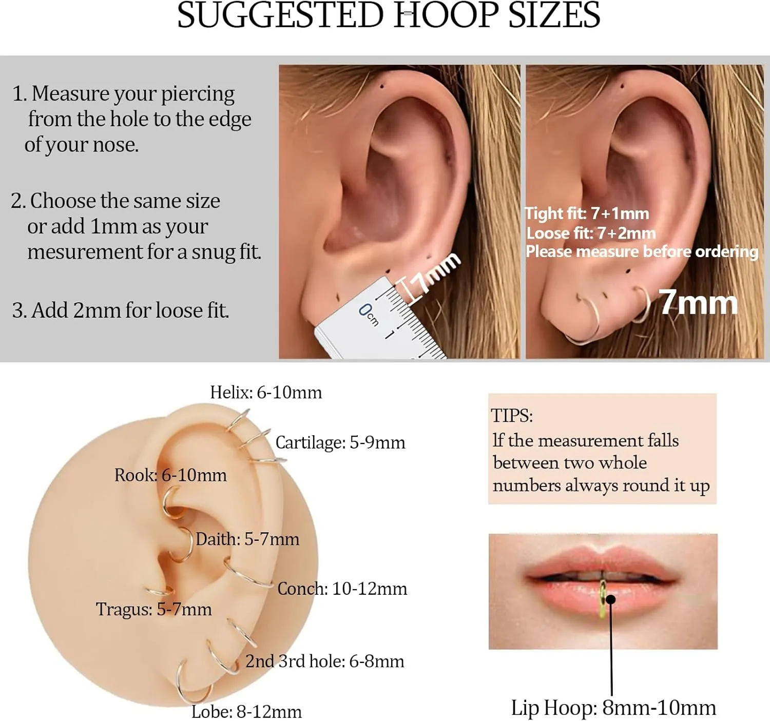 2Pcs Titanium Nose Rings 20G 18G 16G Nose Rings Hoops Septum Clicker Hinged Segment Ring Cartilage Helix Tragus Conch Daith Rook Nostril Hoop Piercing Earring, Diameter 5mm to 12mm Silver-Gold-Rose Gold-Black