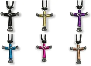3 Pack Single Color Horseshoe Nail Cross Necklaces (Your Choice of Colors!)