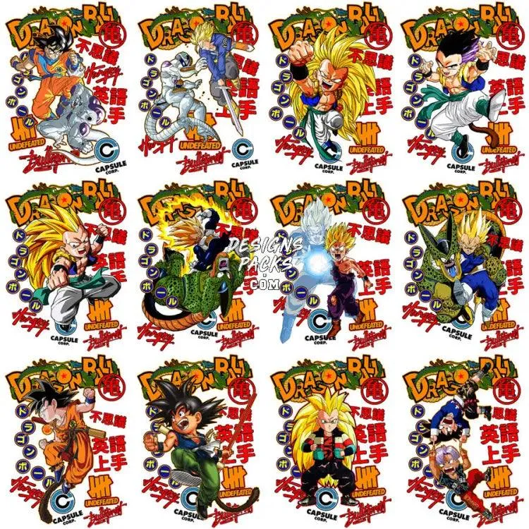 38 DragonBall Anime Streetwear Designs Bundle PNG   PSD