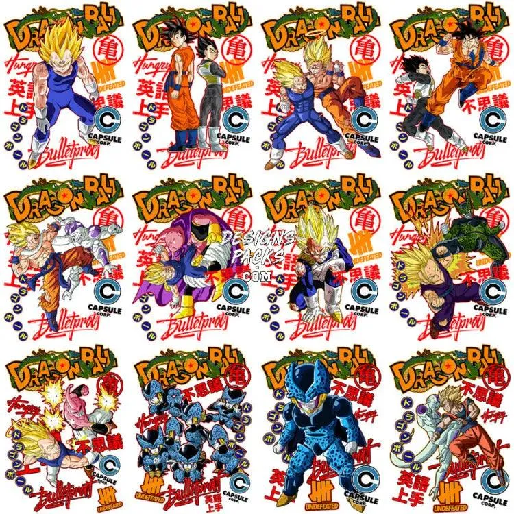 38 DragonBall Anime Streetwear Designs Bundle PNG   PSD