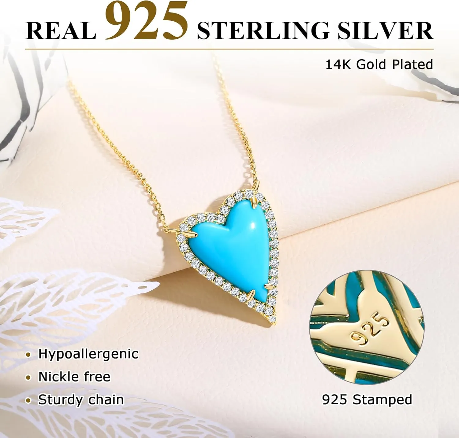 3D Pave Heart Necklaces 14K White Gold Plated Adjustable Length Chain White Sapphire Inlaid Amethyst/Garnet/Ruby/Sapphire/Pink Heart Chokers for Women