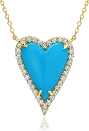 3D Pave Heart Necklaces 14K White Gold Plated Adjustable Length Chain White Sapphire Inlaid Amethyst/Garnet/Ruby/Sapphire/Pink Heart Chokers for Women