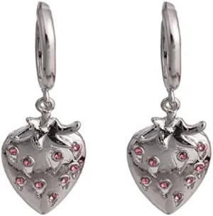 3d Strawberry Earrings Silver Plated Strawberry Huggie Earrings Punk Fruit Dangle Earrings