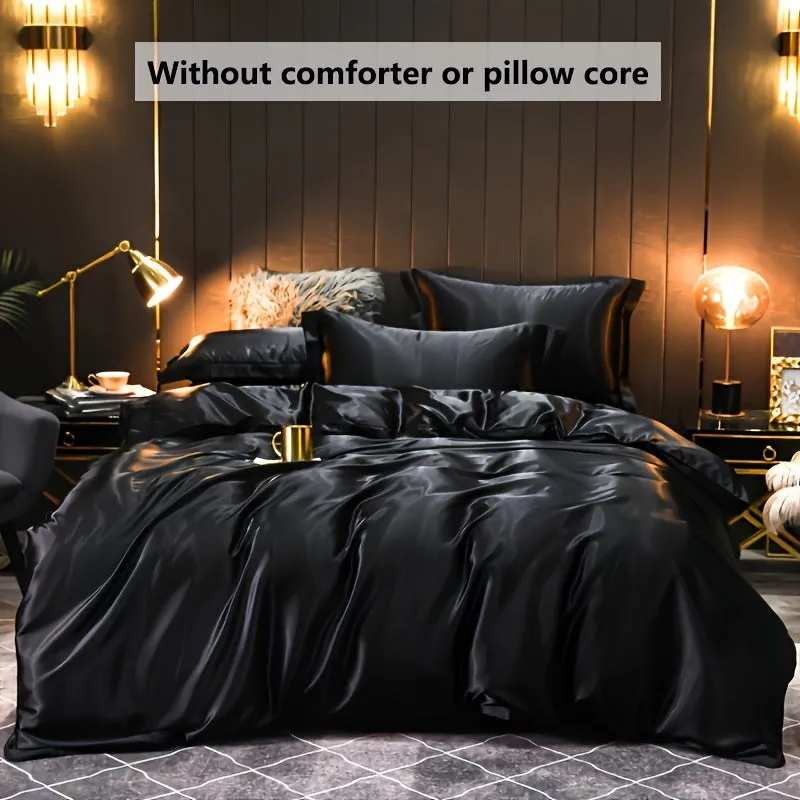 3pcs Luxury Soft Satin Duvet Cover Set - Breathable, Sweat-wicking, Skin-friendly, and Comfortable - Perfect for Bedroom and Living Room, Machine Washable, Easy Care