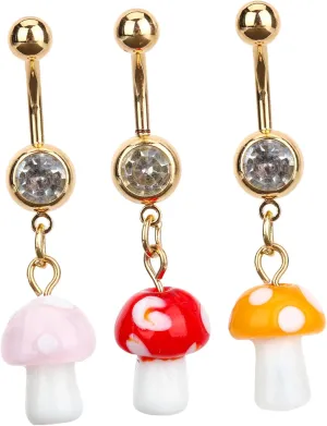 3Pcs Mushroom Navel Rings Elegant Belly Button Jewelry Comfortable and Easy to Wear Random Styles for Unique Outfits