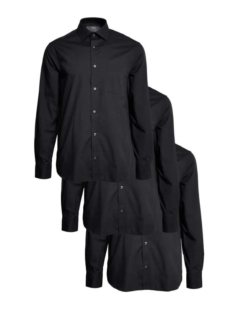 3pk Slim Fit Easy Iron Long Sleeve Shirts