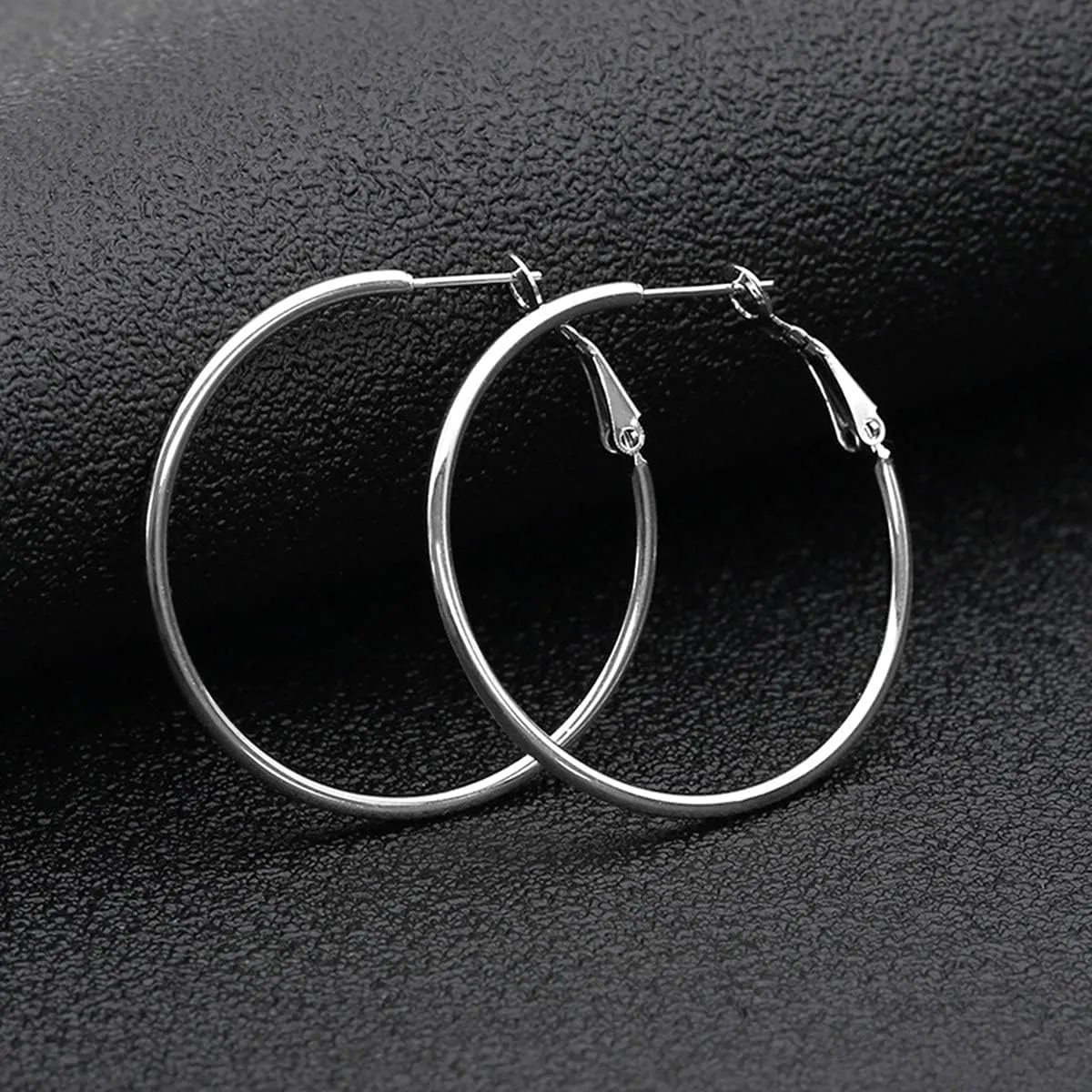 4 Pairs Stainless Steel Geometric Hexagon Round Square Thin Hoop Earrings for Women Jewelry Set