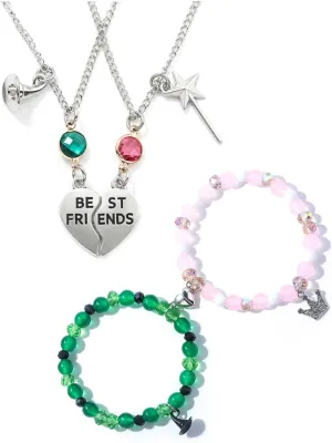 4 Pcs Friendship Matching Bracelets Heart Pendant Necklaces BFF Couples Accessories Ideal Gifts for Fans Friends