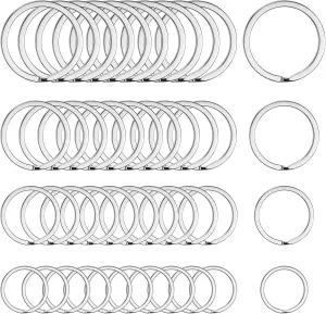 40 Pack Key Ring Keychain Assorted in 4 Sizes Metal Round Split Key Chains Rings for Home Car Dog Tag Office Lanyards Keys Attachment