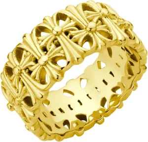 555Jewelry Stainless Steel Rings Men 10MM Cross Rings for Men Chrome Hearts Ring Wedding Band Vintage Retro Gothic Biker Christian Rings for Men US Size 7-13