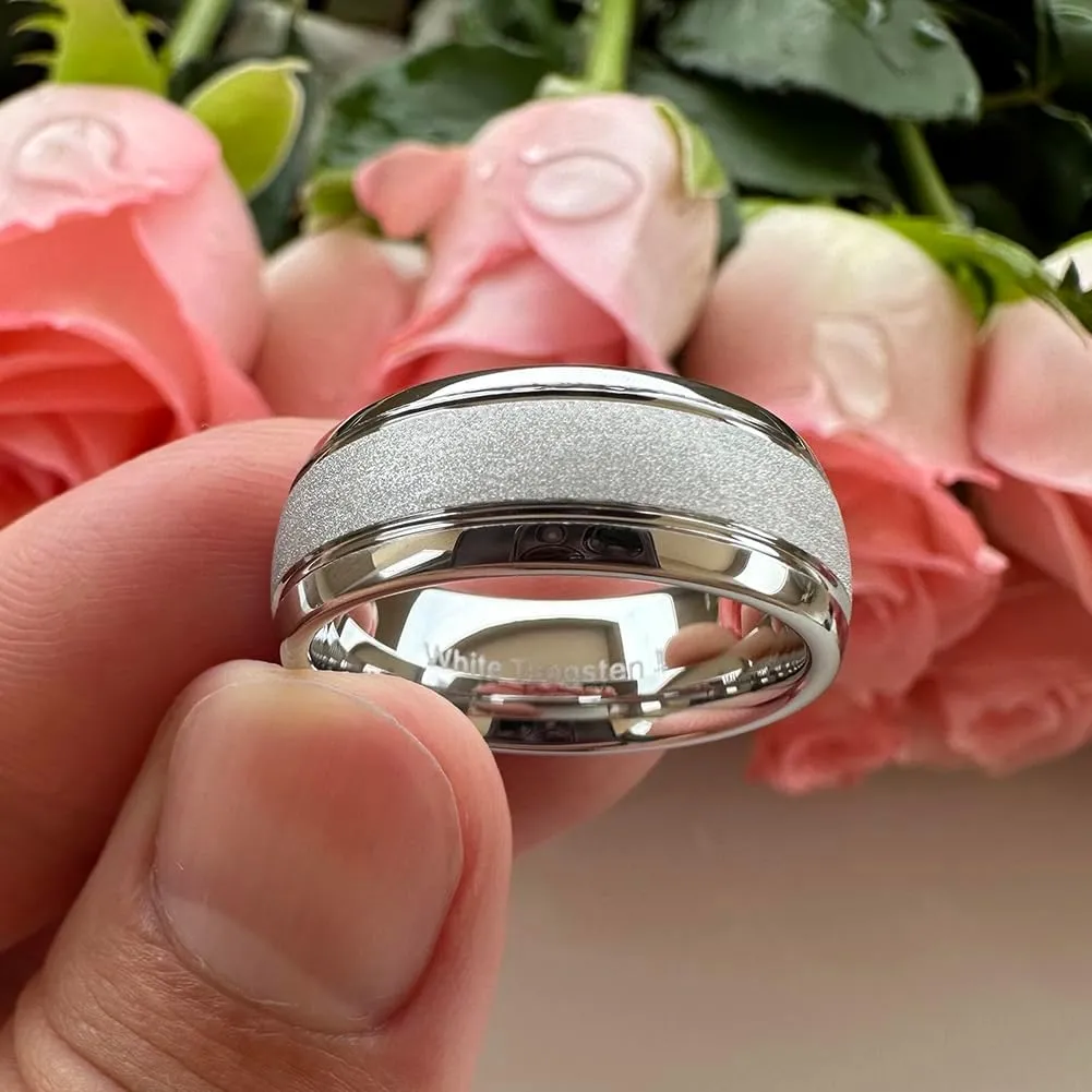 6mm 8mm Black/Gold/Rose Gold/White Tungsten Rings for Men Women Fashion Engagement Wedding Bands Sandblasted Finish I Love You Engraved Comfort Fit