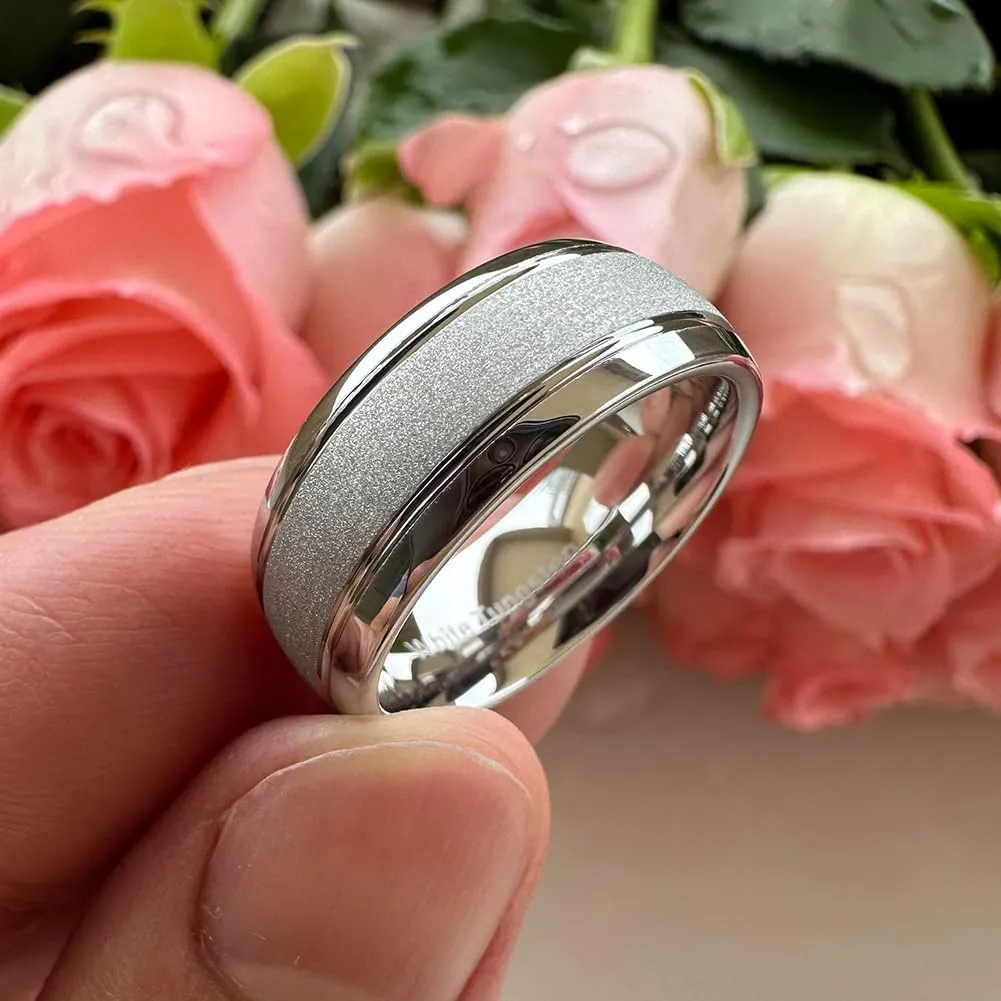 6mm 8mm Black/Gold/Rose Gold/White Tungsten Rings for Men Women Fashion Engagement Wedding Bands Sandblasted Finish I Love You Engraved Comfort Fit