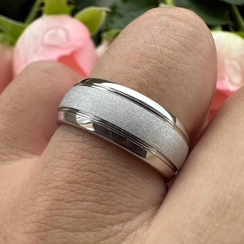 6mm 8mm Black/Gold/Rose Gold/White Tungsten Rings for Men Women Fashion Engagement Wedding Bands Sandblasted Finish I Love You Engraved Comfort Fit