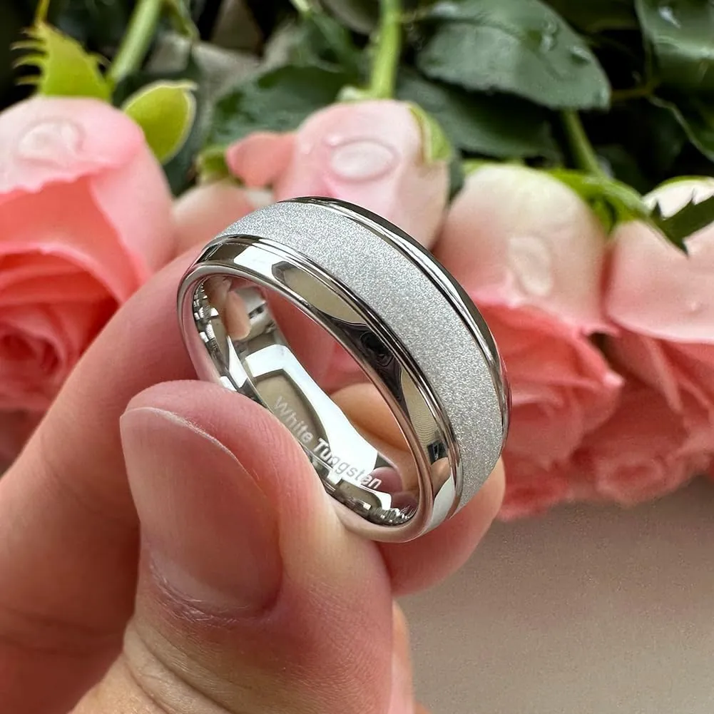 6mm 8mm Black/Gold/Rose Gold/White Tungsten Rings for Men Women Fashion Engagement Wedding Bands Sandblasted Finish I Love You Engraved Comfort Fit