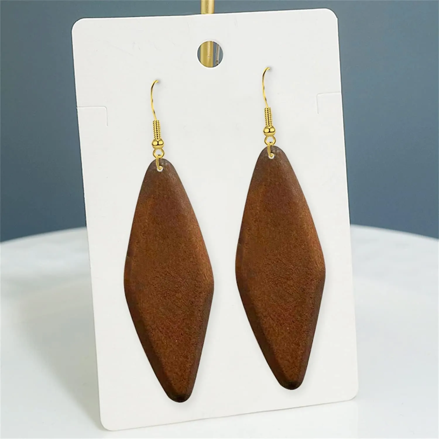 8-9 Pairs Unique Handmade Vintage Bohemian Nature Round Oval Rectangle Wooden Dangle Drop Earrings Retro Wood Leaf Cactus Teardrop Hook Earrings Set for Women Statement Geometry Jewelry Gifts