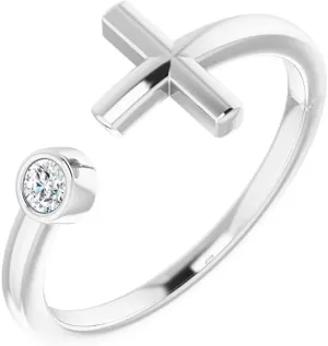 925 Sterling Silver Diamond Polished .06 Carat-Diamond Negative Religious Faith Cross Ring Size 7 - Jewelry Gift for Mom