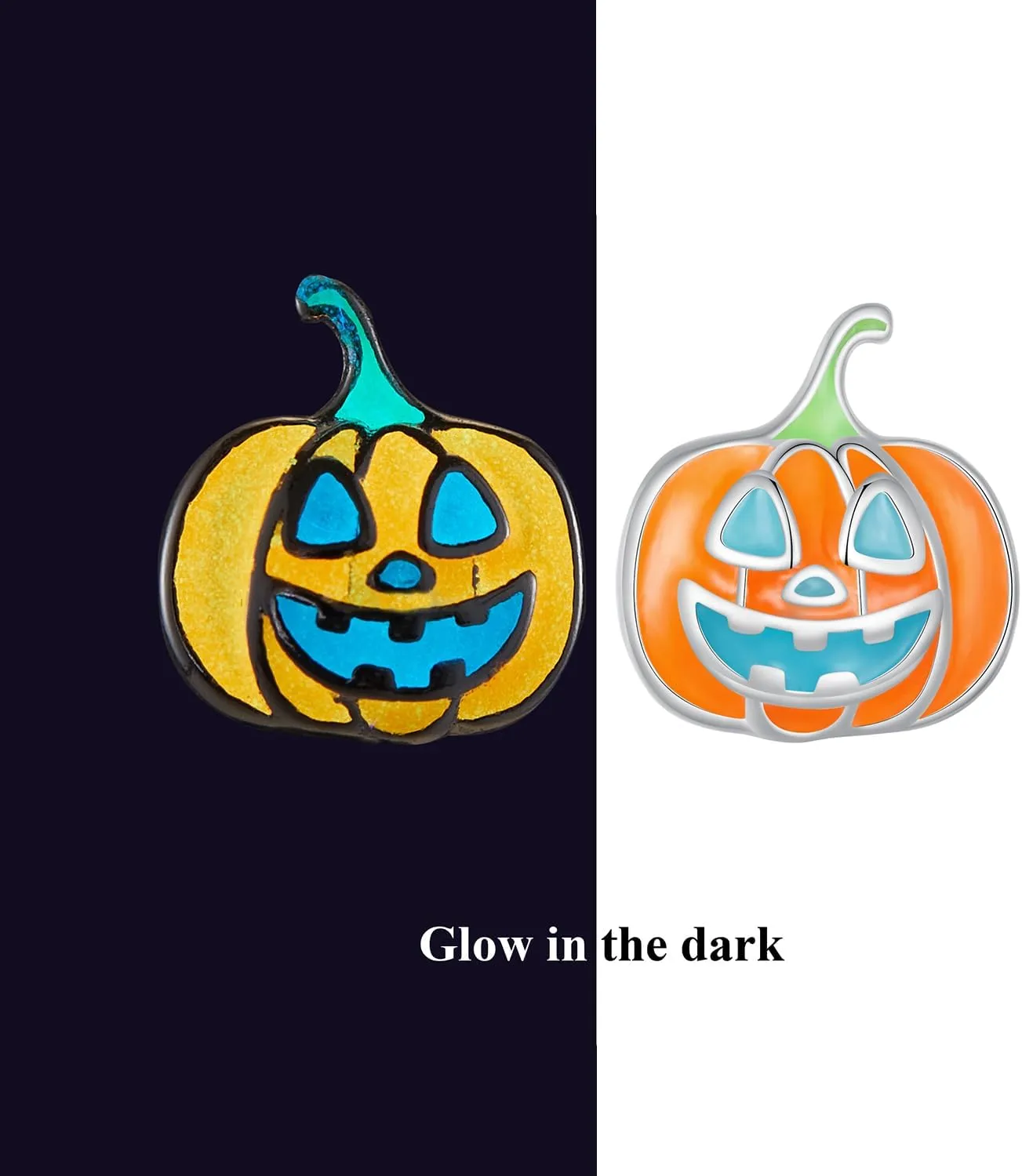 925 Sterling Silver Funny Carton Pumpkin/Skull Stud Earrings, Glow in The Dark Earrings Studs for Women Halloween Party Gift Hypoallergenic