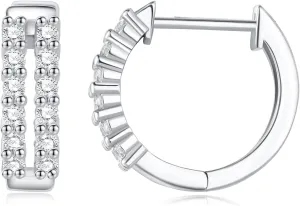 925 Sterling Silver Huggie Earrings for Women, Small Hoop Earrings with High-Carbon Diamond, Hypoallergenic Lightweight Jewelry for Daily Wear (Silver6)