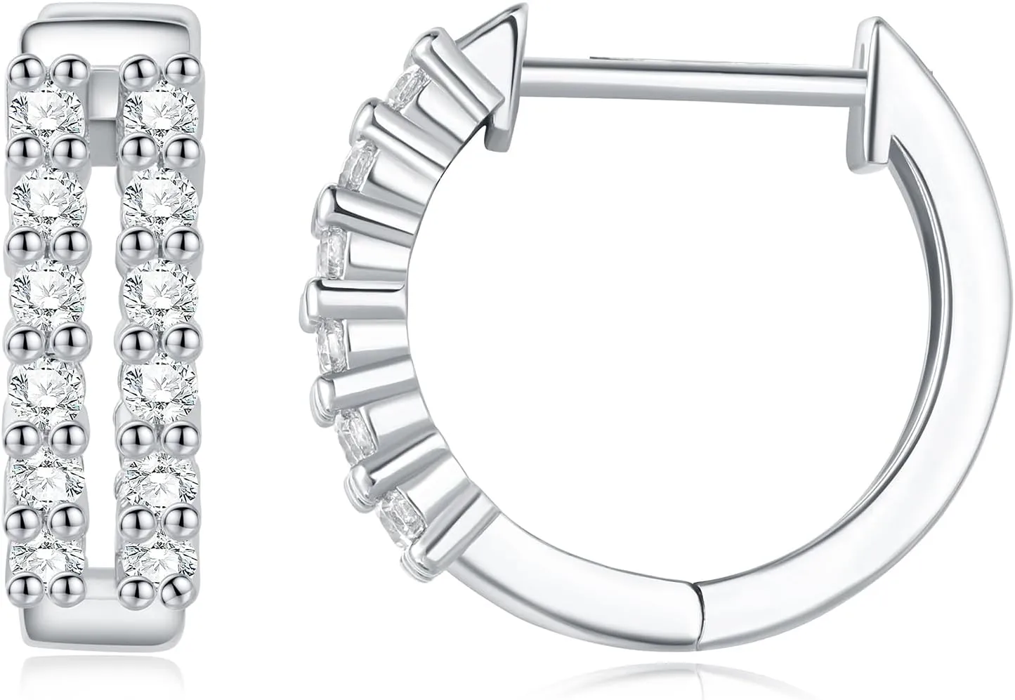 925 Sterling Silver Huggie Earrings for Women, Small Hoop Earrings with High-Carbon Diamond, Hypoallergenic Lightweight Jewelry for Daily Wear (Silver6)