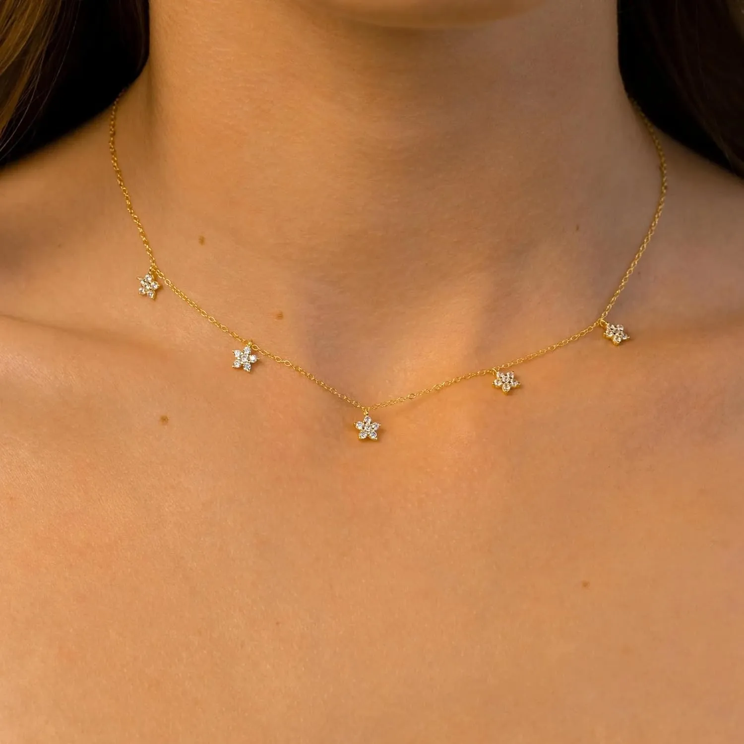 925 Sterling Silver Leaf Necklace 14K Gold Plated CZ Leaf Pendant Necklace for Women Lucky Flower Necklaces 5 Leaves Choker Necklace Dainty Chain Necklaces Jewelry To My Daughter Graduation Gifts