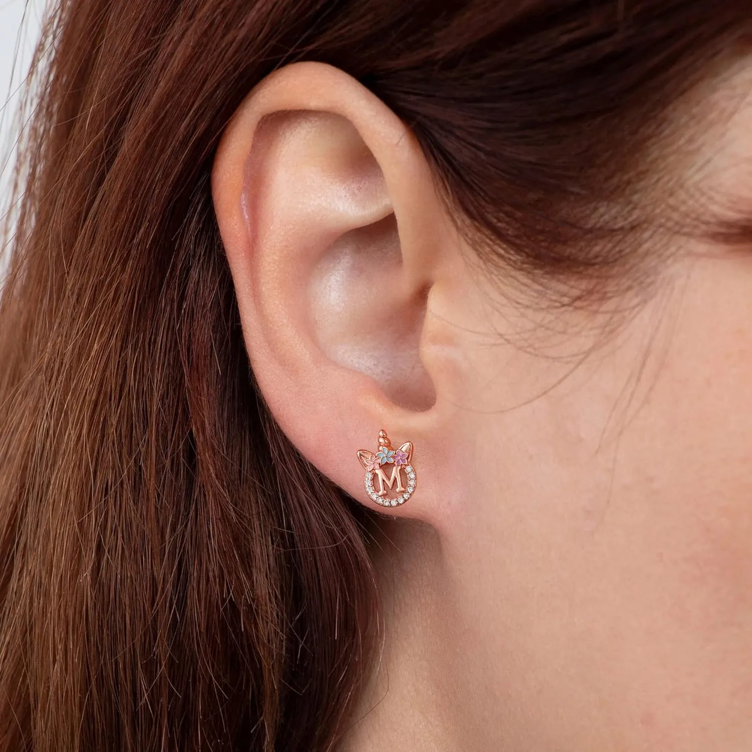 925 Sterling Silver Unicorn Earrings, 14K Gold/Rose Gold/Silver/Unicorn Earrings for Girls Kids Toddler Little Girls Hypoallergenic Letter Initial Earrings for Girls Christmas Gifts