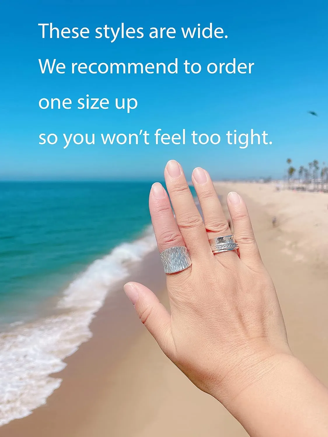 925 Sterling Silver Women's Statement Rings- Handmade Silver Chunky Rings, Thick Wide Silver Rings for Women, Designer Large Rings, Silver Hammered Rings, Statement Jewelry for Women, 17mm Width - Sizes 4-12