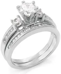 AAA Cubic Zirconia Wedding Ring Sets for Him and Her  Luxurious 3-Piece 925 Sterling Silver Rings Set with 8mm Titanium Band  Classic Matching Rings for Couples