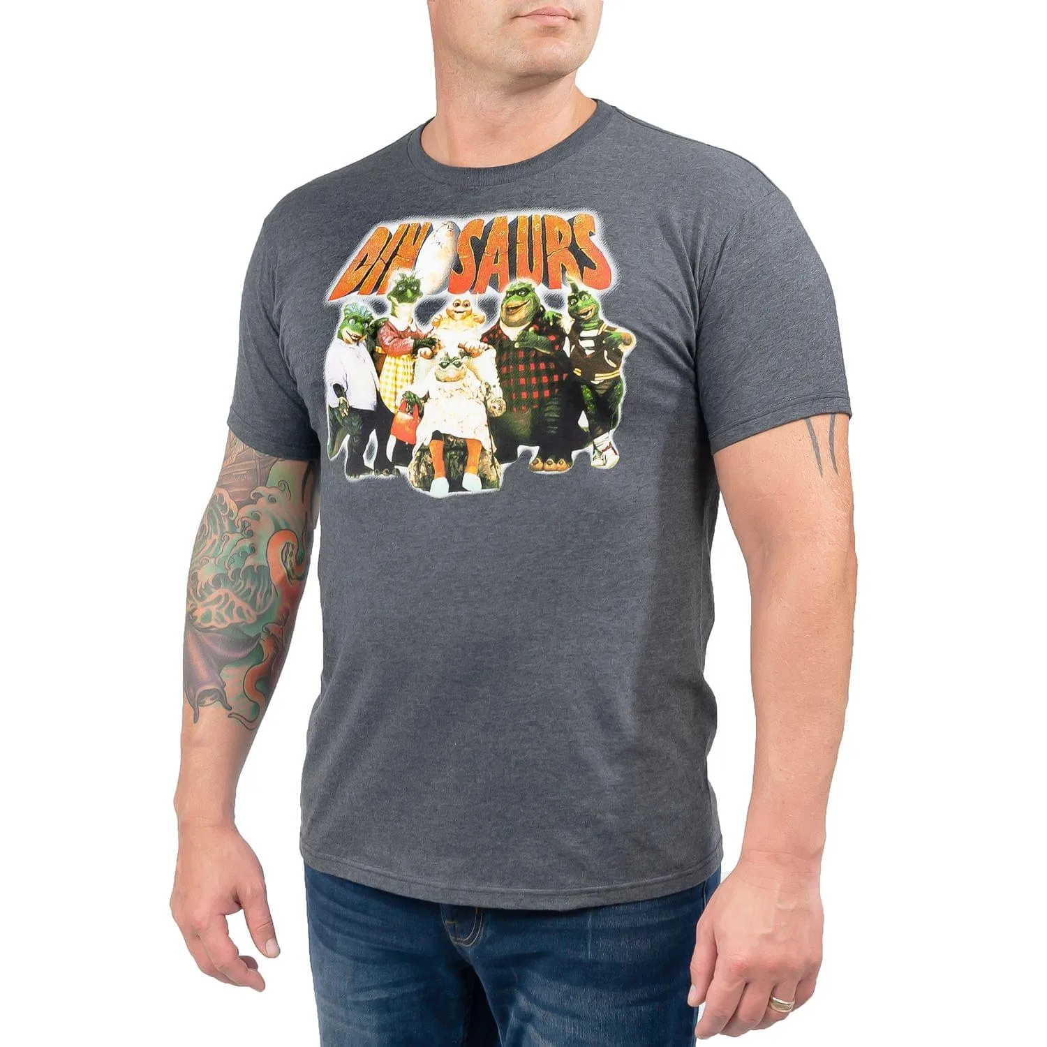 ABC's Dinosaurs Logo & Cast Men's Grey T-Shirt