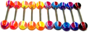 Acrylic Tongue Rings Barbells Bar 14G Triangle Shape LOT of 10