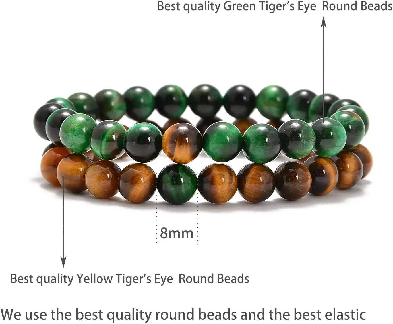 AD Beads 2Pcs His & Hers Distance Beads Bracelets Elastic Natural Stone Yoga Bracelet