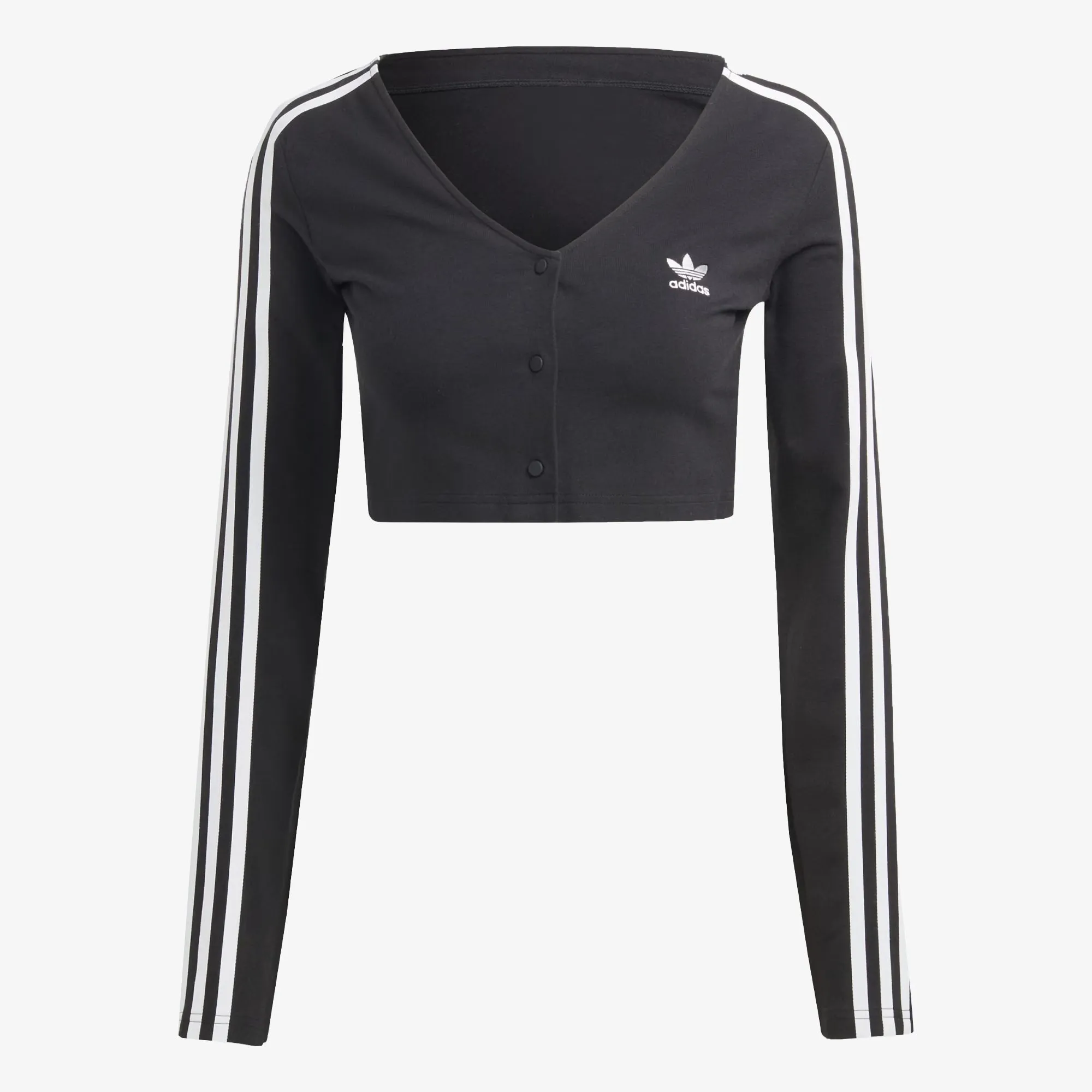 Adidas Originals | WMN'S ADICOLOR CLASSICS 3-STRIPES BUTTON LONG SLEEVE TEE  { BLACK