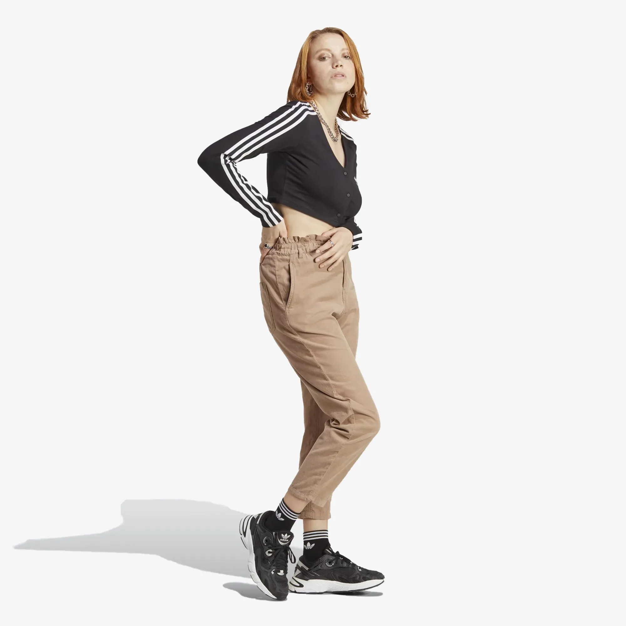 Adidas Originals | WMN'S ADICOLOR CLASSICS 3-STRIPES BUTTON LONG SLEEVE TEE  { BLACK