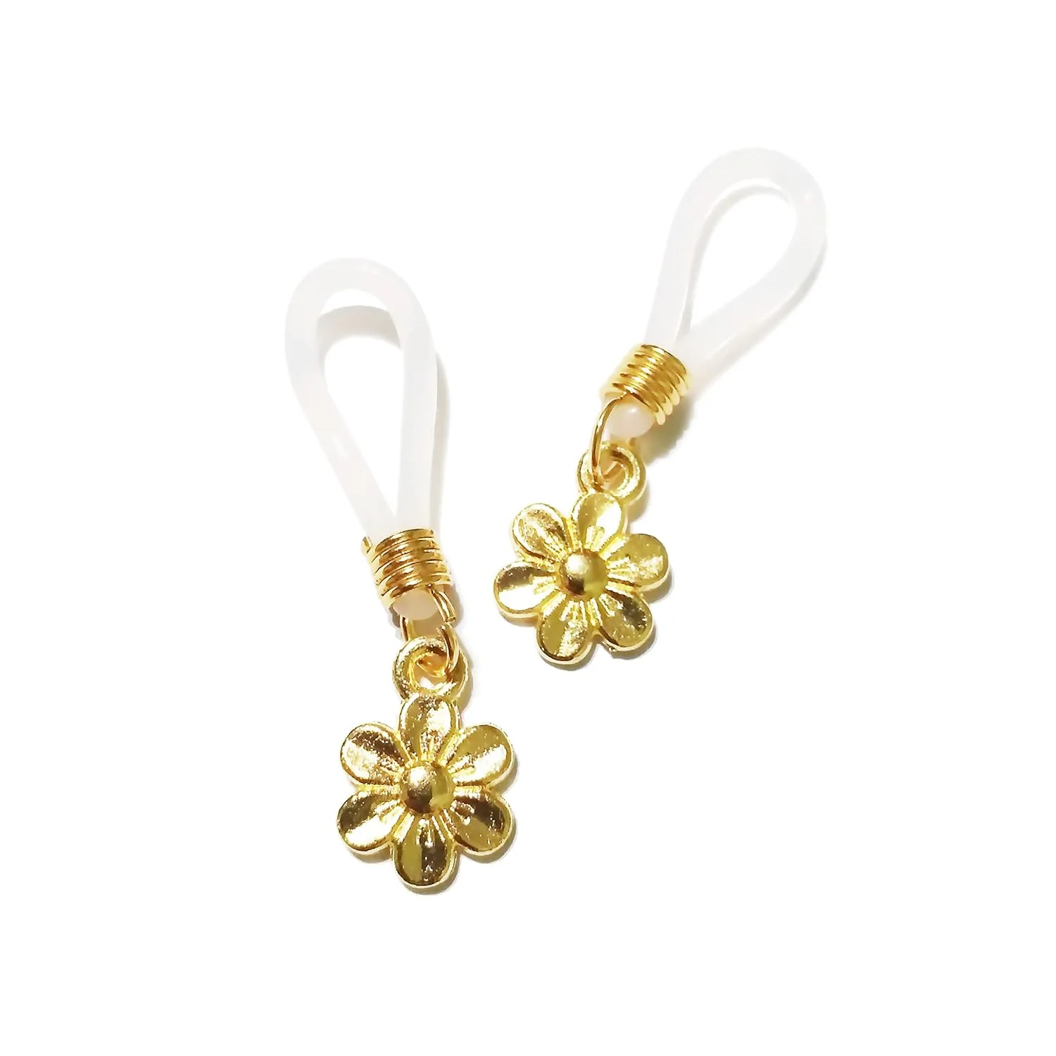 Adjustable Nipple Nooses with Gold Flower Pendant - Boho Non Pierced Body Jewelry - Fake Nipple Piercing