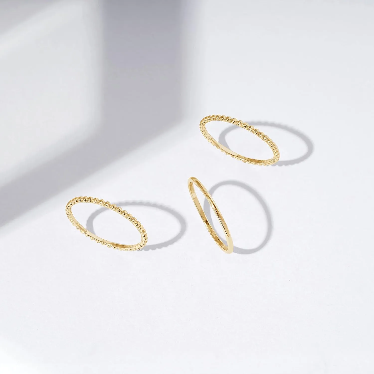 Amazon Essentials 14K Gold or Rhodium Plated Sterling Silver Stacking Ring Set of 3