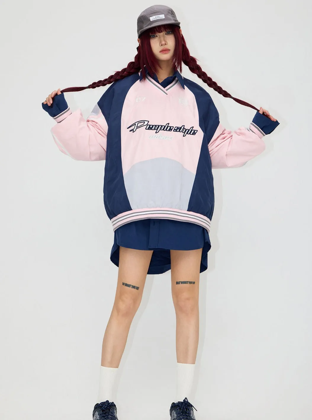 American retro sporty loose top