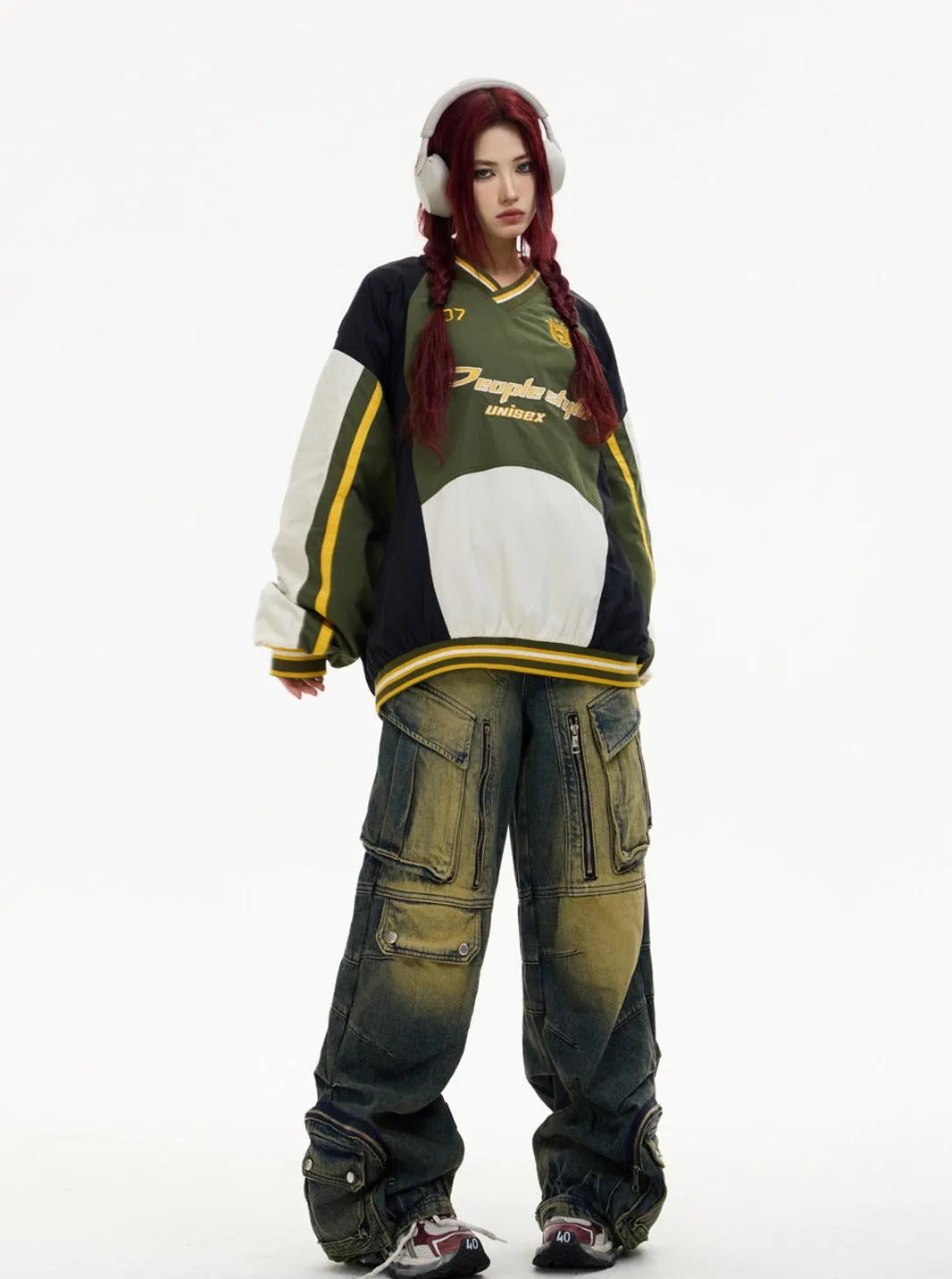 American retro sporty loose top