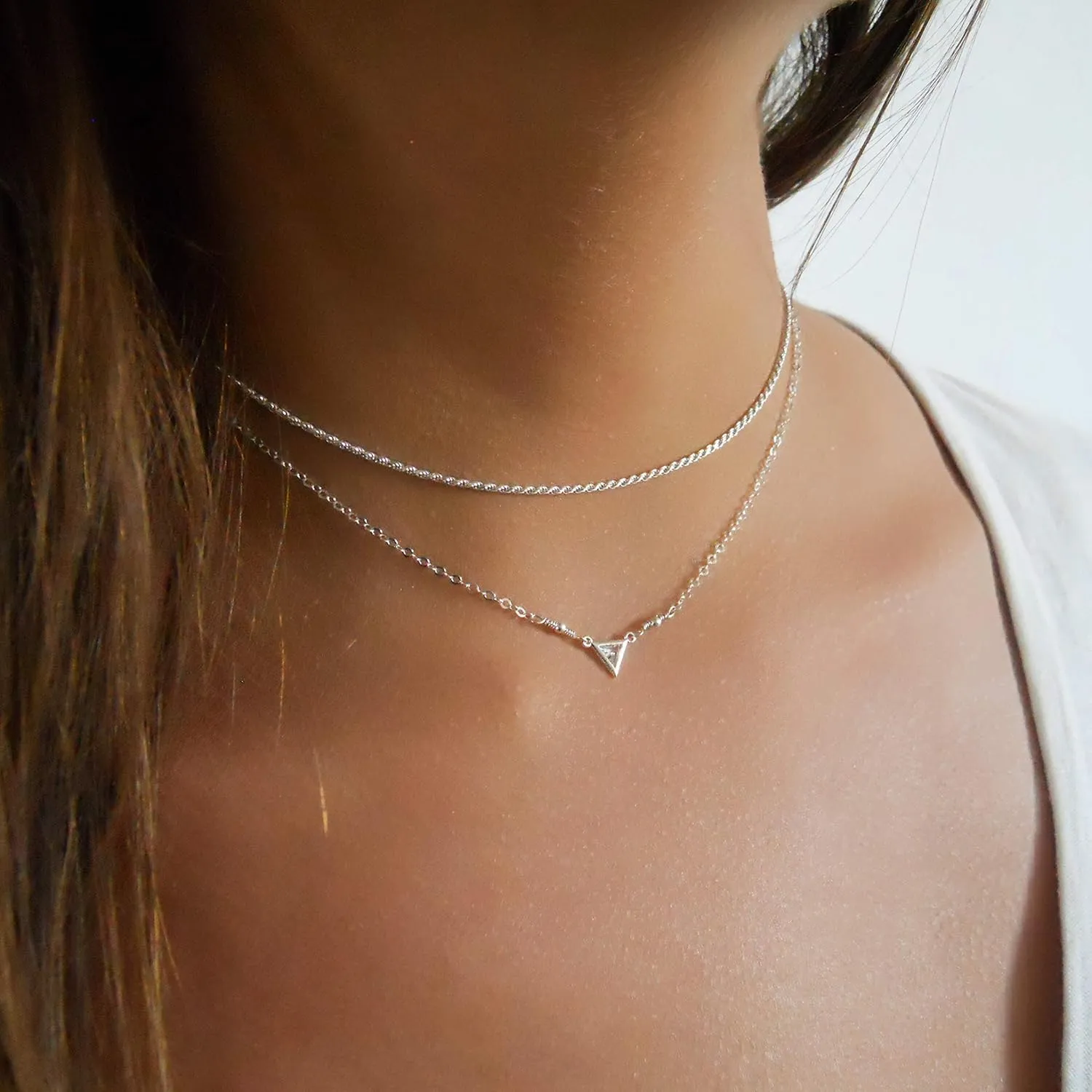 Annika Bella Rope Choker Necklace, 925 Sterling Silver Chain Chokers for Women, Silver Necklaces, Handmade Jewelry, Gift for Her (Rope)