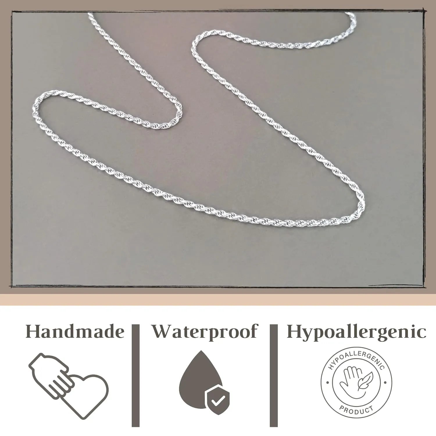 Annika Bella Rope Choker Necklace, 925 Sterling Silver Chain Chokers for Women, Silver Necklaces, Handmade Jewelry, Gift for Her (Rope)
