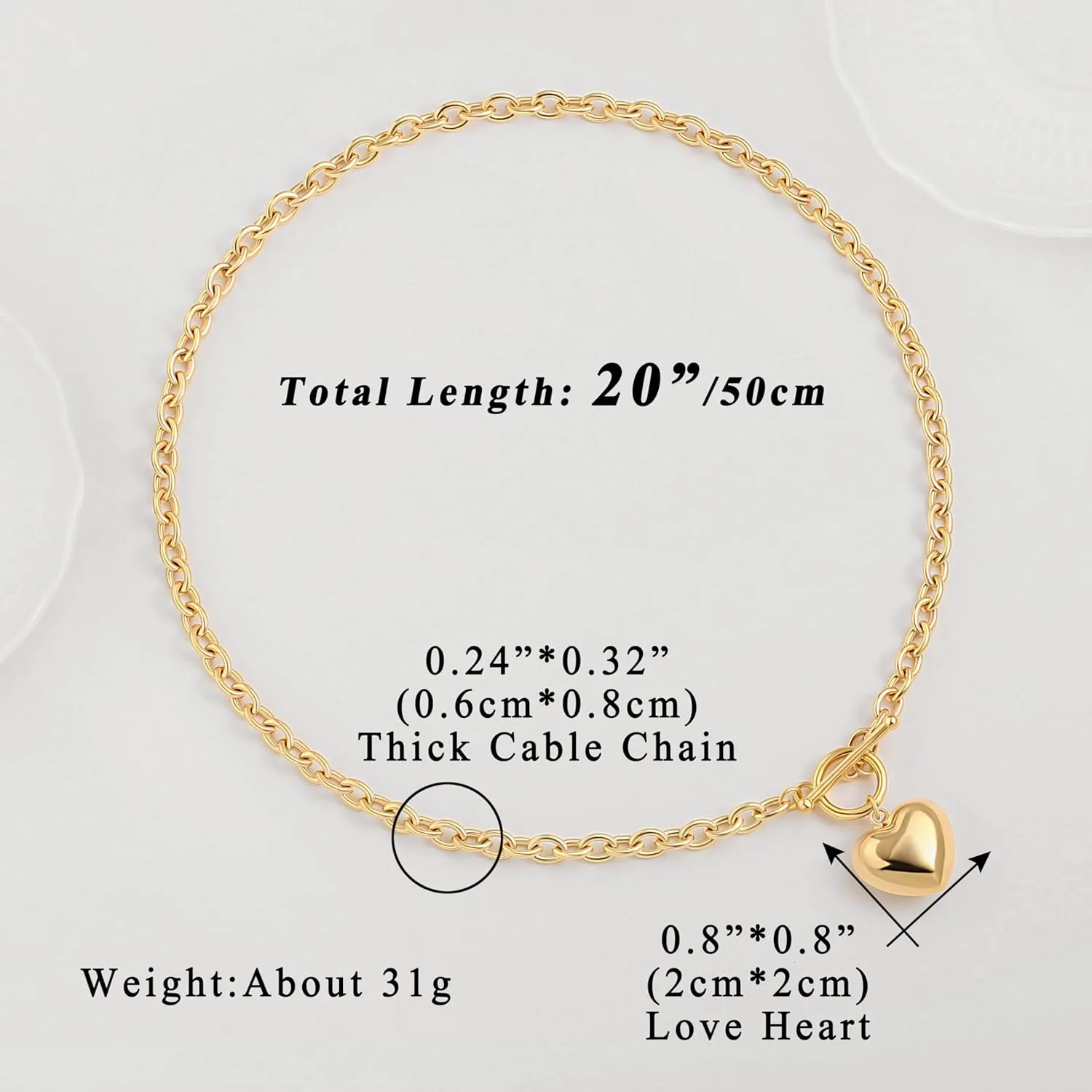 Aobei Pearl 18K Gold Pendant Necklace for Women Dainty Gold Chain Choker Love Heart Disc Coin Pearl Cross Toggle Jewelry