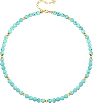 Aobei Pearl Gemstone Beaded Choker Necklace for Women Boho Turquoise/Cultured Freshwater Pearls/Garnet/Amazonite Jewelry
