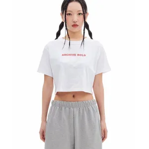 ARCHIVE BOLD (アーカイブボールド)　BASIC LOGO CROP T-SHIRTS (WHITE)